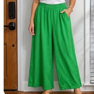 Simply Vera Vera Wang Green Wide Leg Pants Size L Pull On Lounge Vacation
